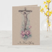 Traditionelles katholisches Beileid, das Jesus bie Karte (Gelbe Blume)