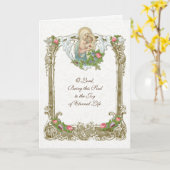 Traditionelles katholisches Beileid, das Jesus bie Karte (Gelbe Blume)