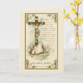 Traditionelles katholisches Beileid, das Kreuz bie Karte (Gelbe Blume)