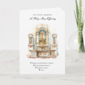 Traditionelles katholisches Beileid, das Kreuz bie Karte (Vorderseite)