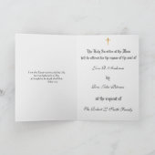 Traditionelles katholisches Beileid, das Kreuz bie Karte (Innenseite)