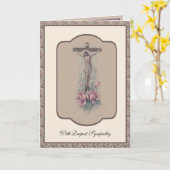 Traditionelles katholisches Beileid Rosary Crucifi Karte (Gelbe Blume)