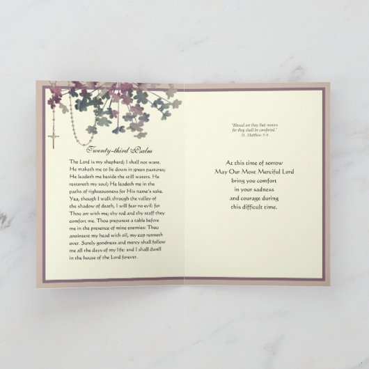 Traditionelles katholisches Beileid Rosary Crucifi Karte (Innenseite)