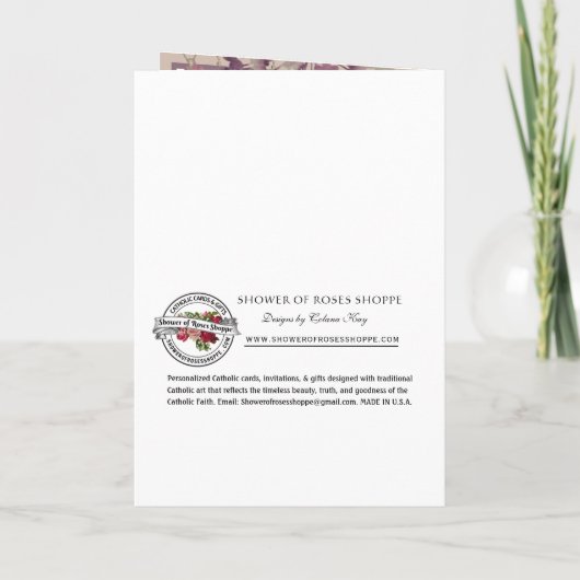 Traditionelles katholisches Beileid Rosary Crucifi Karte (Rückseite)