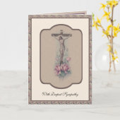 Traditionelles katholisches Beileid Rosary Crucifi Karte (Gelbe Blume)