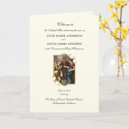 Traditionelles katholisches Hochzeitsprogramm Karte (Gelbe Blume)