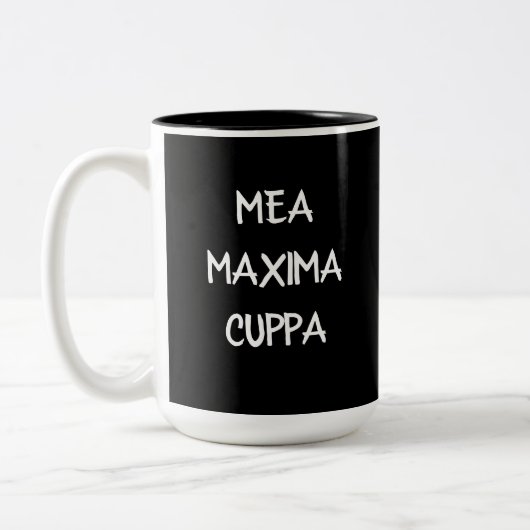 Traditionelles katholisches Latein Mea Maxima Cupp Zweifarbige Tasse (Links)
