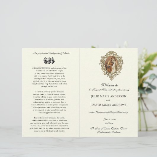 Traditionelles katholisches Programm zur Hochzeit  (Stehend Vorderseite)