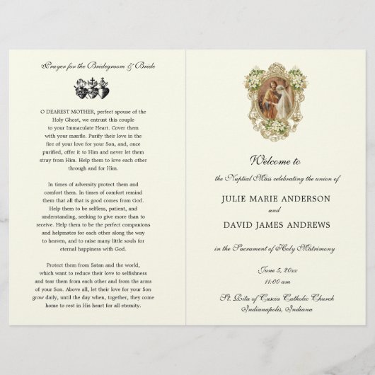 Traditionelles katholisches Programm zur Hochzeit (Vorderseite)