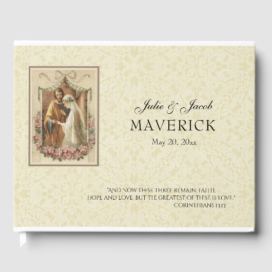 Traditionelles katholisches Vintages Hochzeitsfest Gästebuch (Vorderseite)