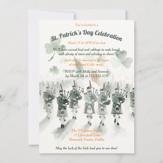 Traditionelles keltisches Irish St. Patrick's Day Einladung (Vorderseite)