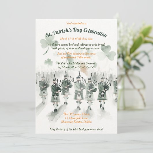 Traditionelles keltisches Irish St. Patrick's Day Einladung (Stehend Vorderseite)