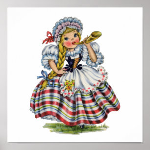 Traditionelles Kleid eines Schweizer Mädchens im V Poster