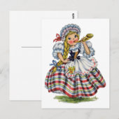 Traditionelles Kleid eines Schweizer Mädchens im V Postkarte (Vorne/Hinten)