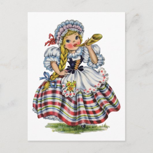 Traditionelles Kleid eines Schweizer Mädchens im V Postkarte (Vorderseite)