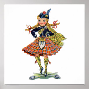 Traditionelles Kleid eines vintage schottischen Mä Poster