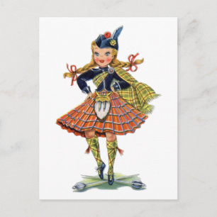 Traditionelles Kleid eines vintage schottischen Mä Postkarte