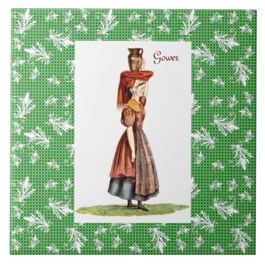 Traditionelles Kostüm Walisers - Gower Fliese (Vorderseite)