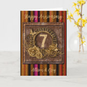 Traditionelles Kupfer 7. Jubiläum Keepake Foto Karte (Gelbe Blume)