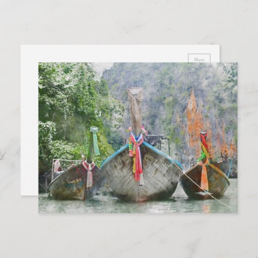 Traditionelles Langboot in Thailand Postkarte (Vorne/Hinten)