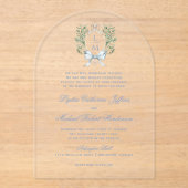 Traditionelles Leaf-Wappen mit Bow | Monografische Acryleinladungen (Vorderseite)