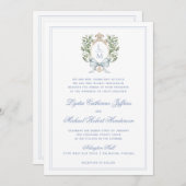 Traditionelles Leaf-Wappen mit Bow | Monografische Einladung (Vorne/Hinten)