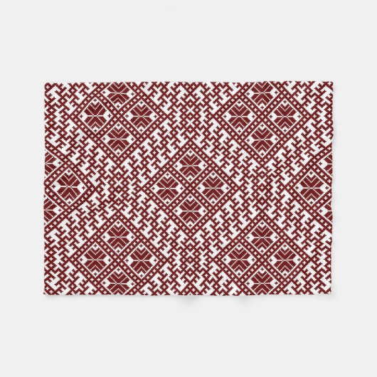 Traditionelles Lettisches Red Design Muster Ausekl Fleecedecke (Vorderseite (Horizontal))