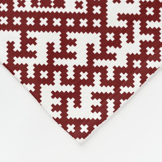 Traditionelles Lettisches Red Design Muster Ausekl Fleecedecke (Ecke)
