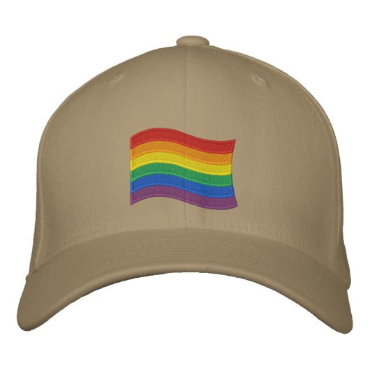 Traditionelles LGBTQ+-Flag mit besticktem Baseball Bestickte Baseballkappe (Vorderseite)