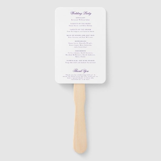 Traditionelles Lila formelles Hochzeitsprogramm Fächer (Rückseite)