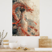 Traditionelles Mädchen vor dem roten Poster (Küche)