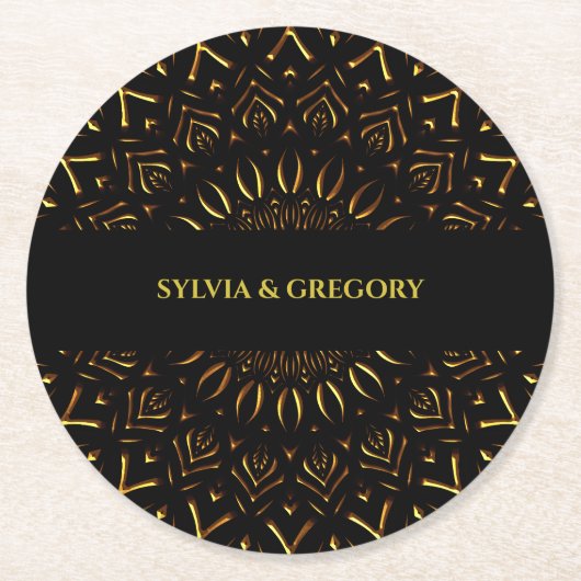 Traditionelles Mandala Klassischer eleganter Luxus Runder Pappuntersetzer (Vorderseite)