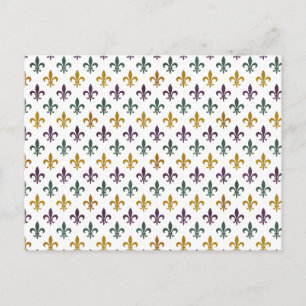 Traditionelles Mari Gras gefärbtes Fleur de Lis Mu Postkarte