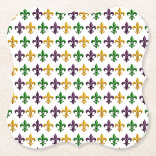 Traditionelles Mari Gras gefärbtes Fleur de Lis Mu Untersetzer