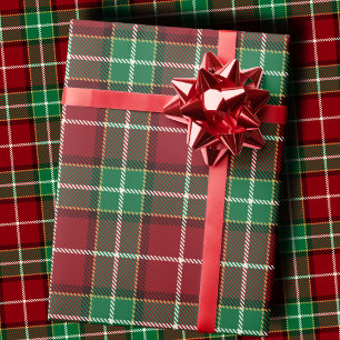 Traditionelles Maroon- und Smaragdgrün-Tartan-Karo Geschenkpapier
