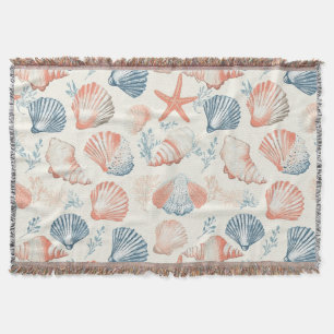 Traditionelles Meeresschalen Blau Pfirsich Elfenbe Decke