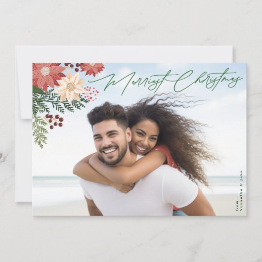 Traditionelles Merriest Weihnachten Poinsettia Fot (Vorderseite)