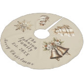 Traditionelles Merry Christmas Antique Gold Polyester Weihnachtsbaumdecke (Schrägansicht)