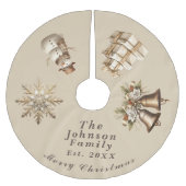 Traditionelles Merry Christmas Antique Gold Polyester Weihnachtsbaumdecke (Vorderseite)