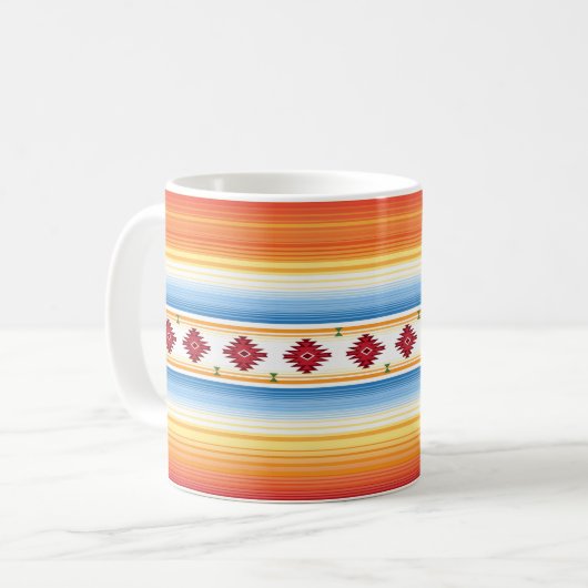 Traditionelles mexikanisches Serape-Blanket-Muster Kaffeetasse (Vorderseite Links)