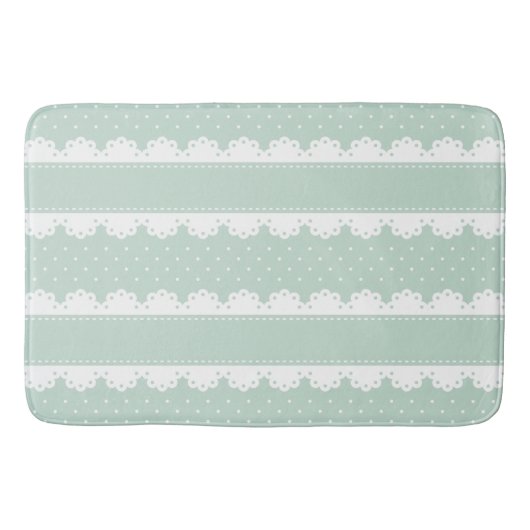 Traditionelles Mint-White-Lace-Streifen-Muster Badematte (Vorderseite)