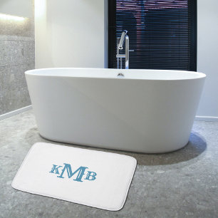 Traditionelles Mit Monogramm Blau und Weiß Badematte