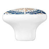 Traditionelles Mittelmeer Blau und Tan Tile Keramikknauf (Seitenansicht)