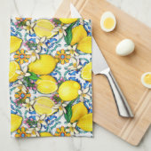 Traditionelles Mittelmeer-Muster mit Zitronen Geschirrtuch (Viertel Falte)