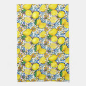 Traditionelles Mittelmeer-Muster mit Zitronen Geschirrtuch (Vertikal)