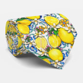Traditionelles Mittelmeer-Muster mit Zitronen Krawatte (Gerollt)