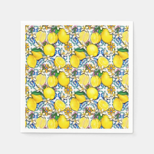 Traditionelles Mittelmeer-Muster mit Zitronen Serviette (Vorderseite)
