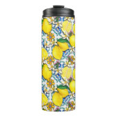 Traditionelles Mittelmeer-Muster mit Zitronen Thermosbecher (Vorderseite)