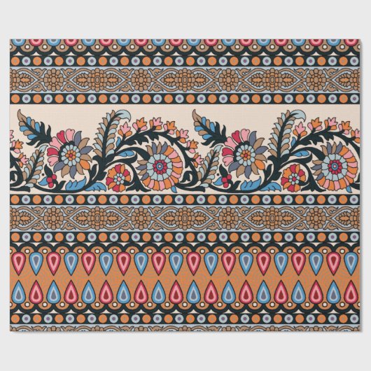 Traditionelles Moghul Border Designart, nahtlos, n Geschenkpapier (Flach)
