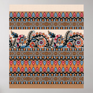 Traditionelles Moghul Border Designart, nahtlos, n Poster